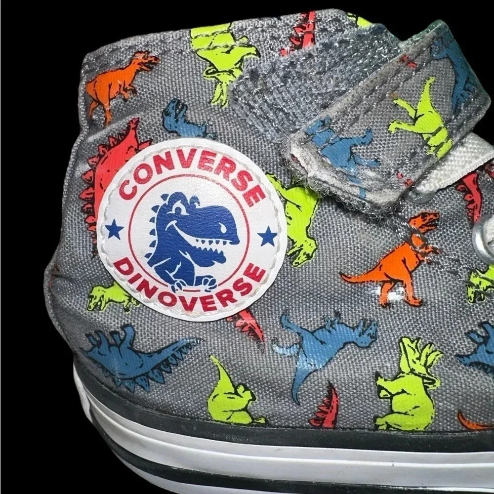 CONVERSE KIDS DINOVERSE DINOSAUR PRINT IV HI SNEAKERS SHOES size 7 - Picture 6 of 10